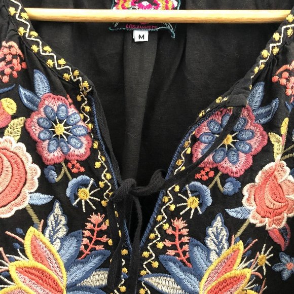 JOHNNY WAS Black Tiwa Peasant Blouse Medium - Picture 10 of 16